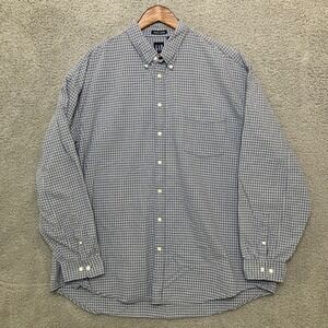 Vtg GAP Classic Oxford Button Down Shirt Men XXL Blue Plaid Long Sleeve Cotton